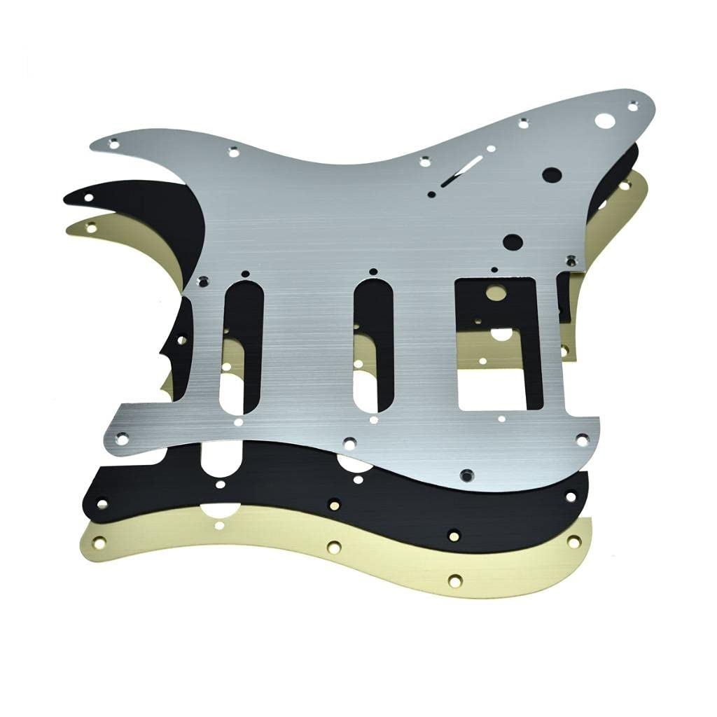 Dopro 11-Hole Aluminum Anodized Modern Style Strat HSS Guitar Pickguard Scratch Plate Fits American/Mexican FD Black